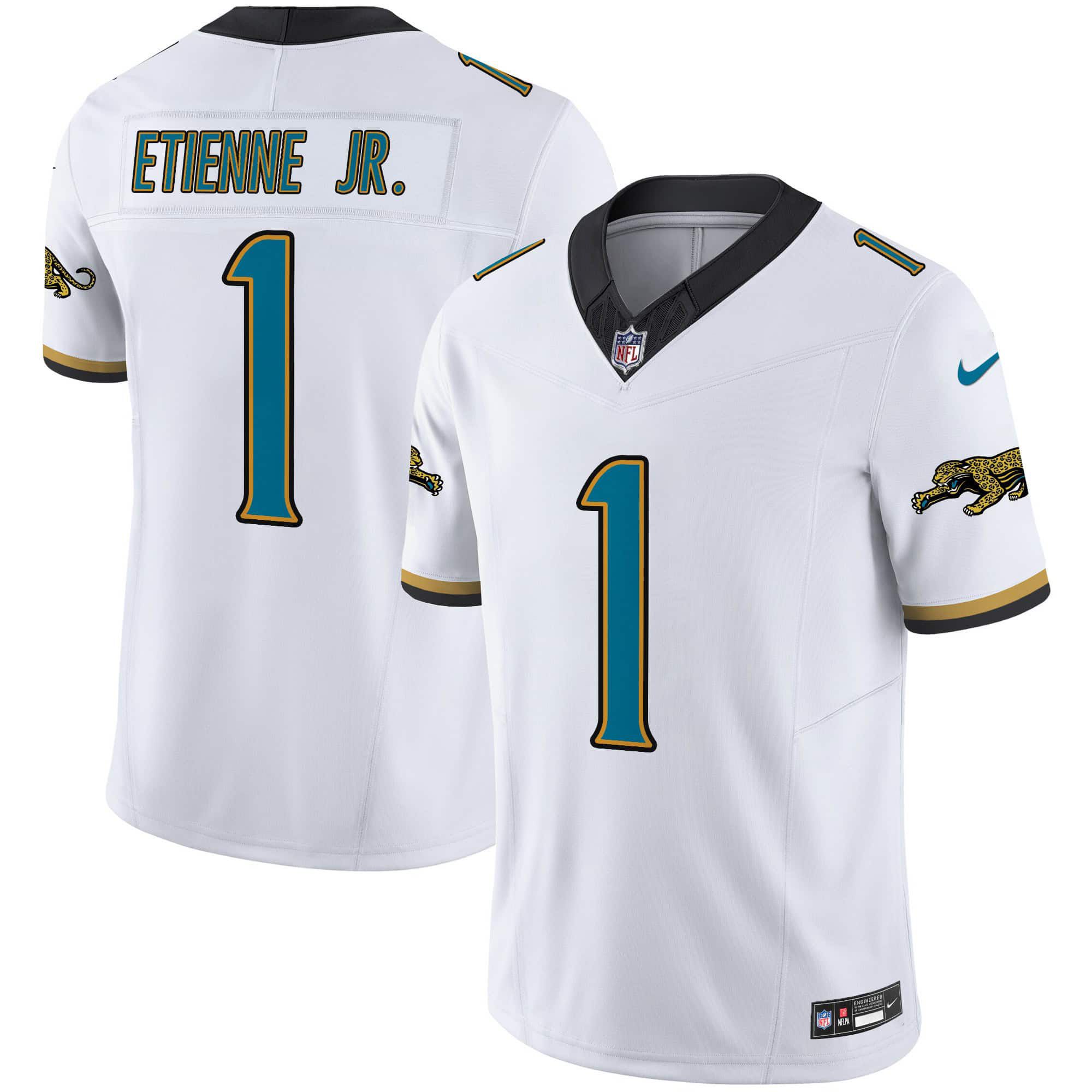 Men Jacksonville Jaguars #1 Etienne jr White 2024 Nike Throwback Vapor Limited NFL Jersey